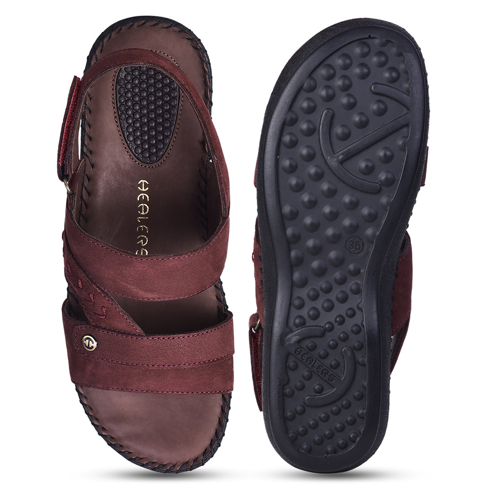 Healers Casual Maroon Sandal For Women J332-9 By Liberty