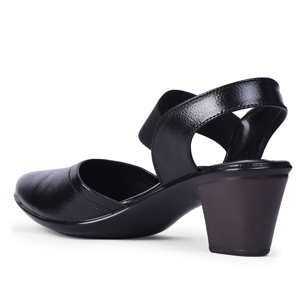 Healers Casual Black Block Heel Sandal For Women T84-6 By Liberty