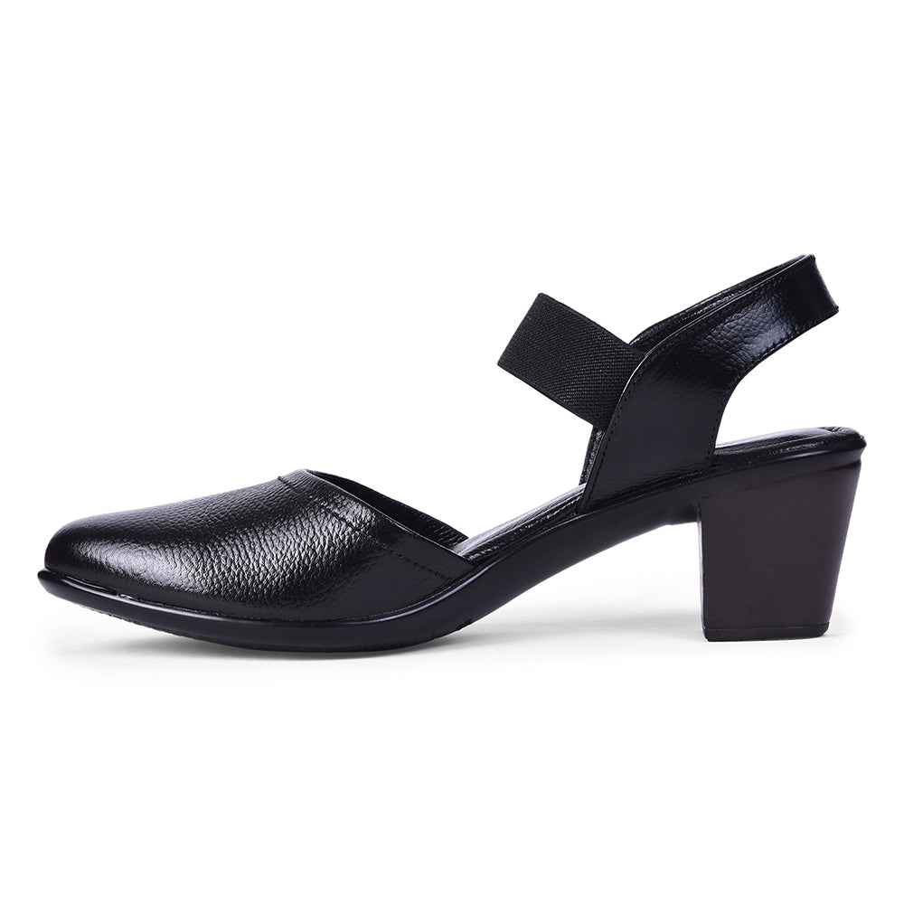 Healers Casual Black Block Heel Sandal For Women T84-6 By Liberty