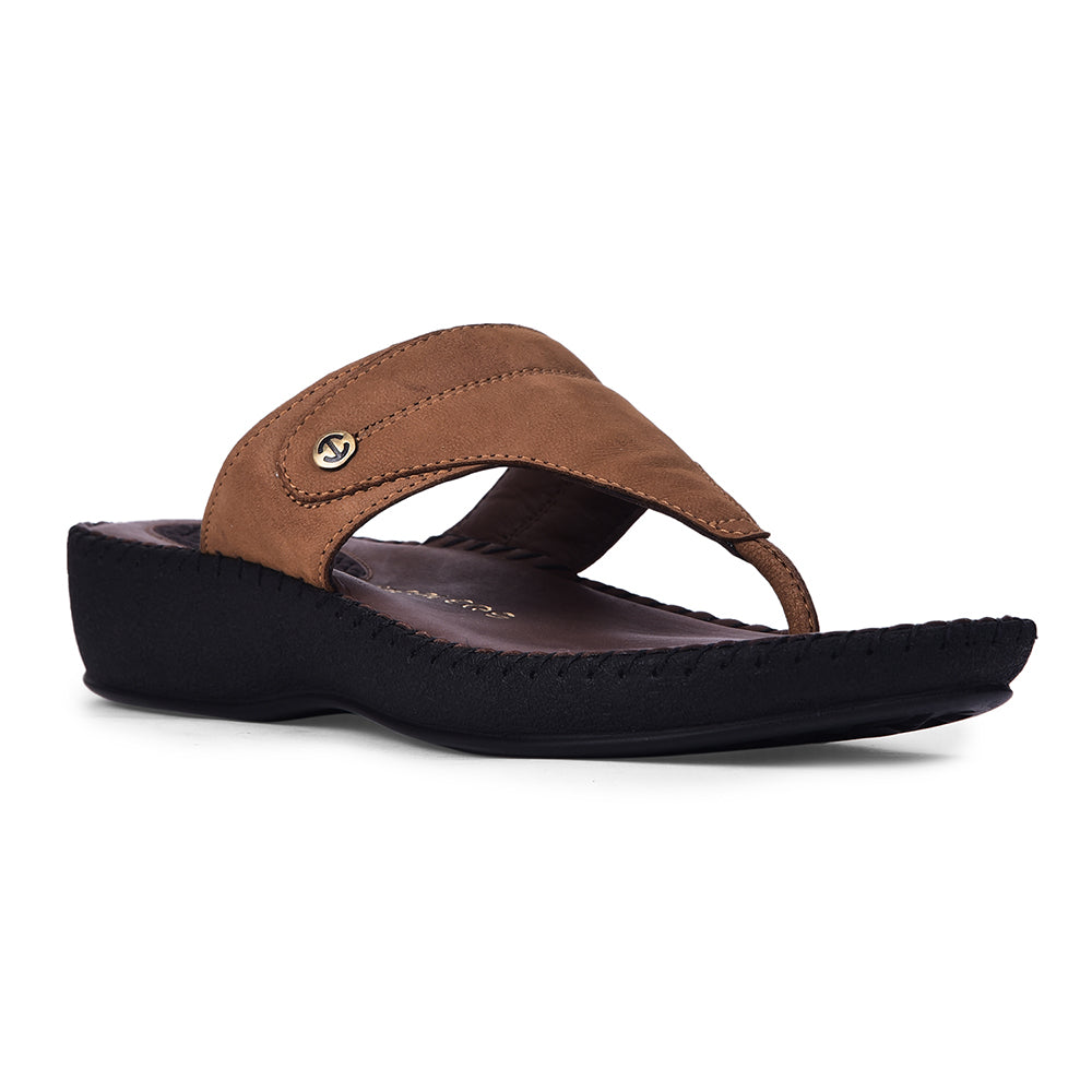 Healers Casual Tan Slippers For Women J332-11 By Liberty