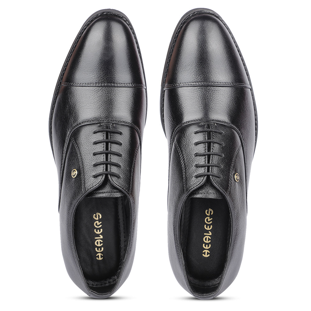 Healers Formal Black Lacing Derby Shoes For Men S21-4 By Liberty