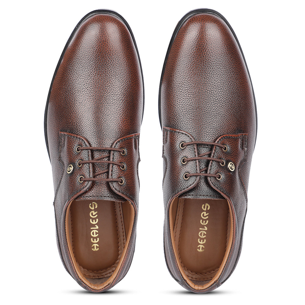 Healers Formal Brown Lacing Derby Shoes For Men S21-5 By Liberty