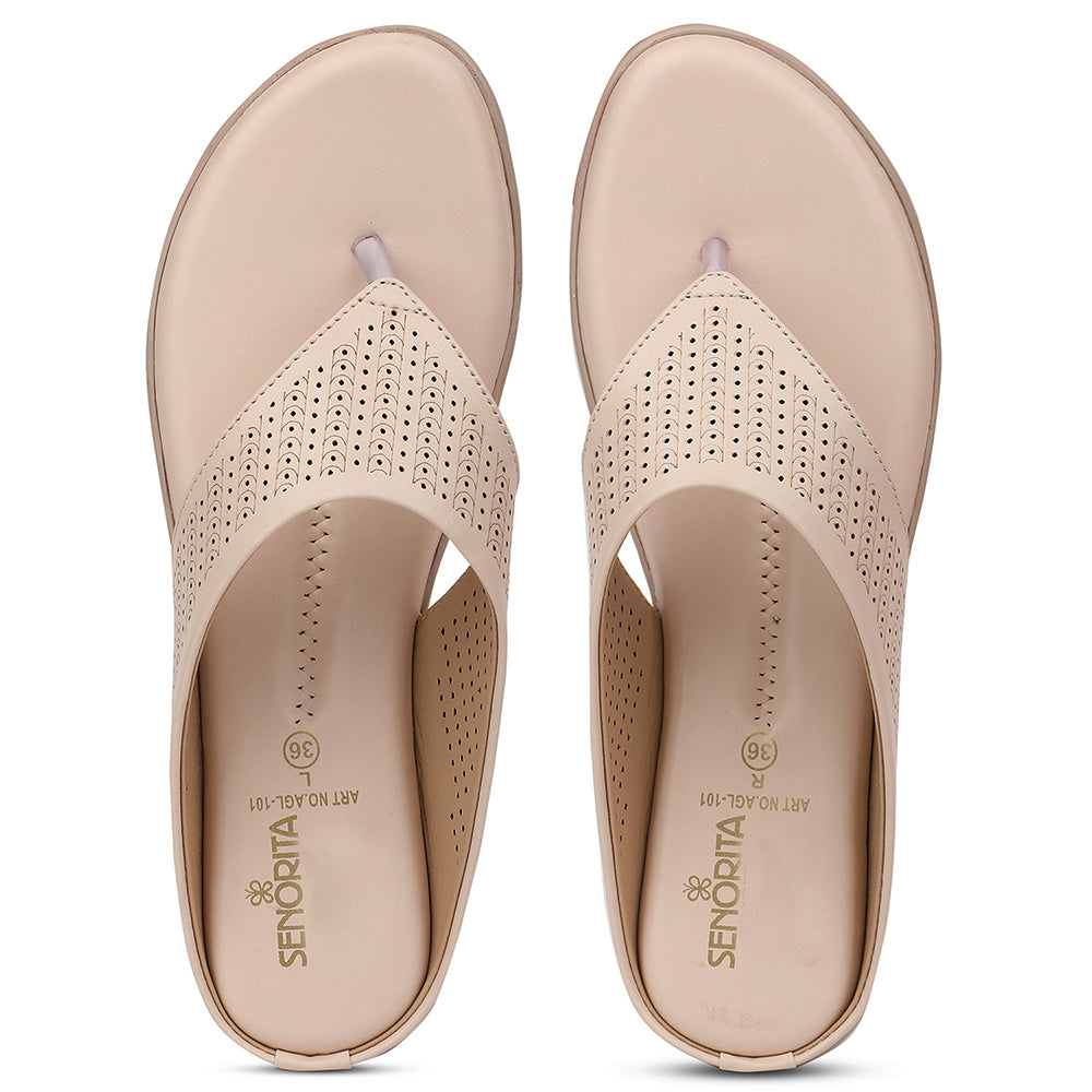 Senorita Cream Casual Slipper For Women AGL-101 