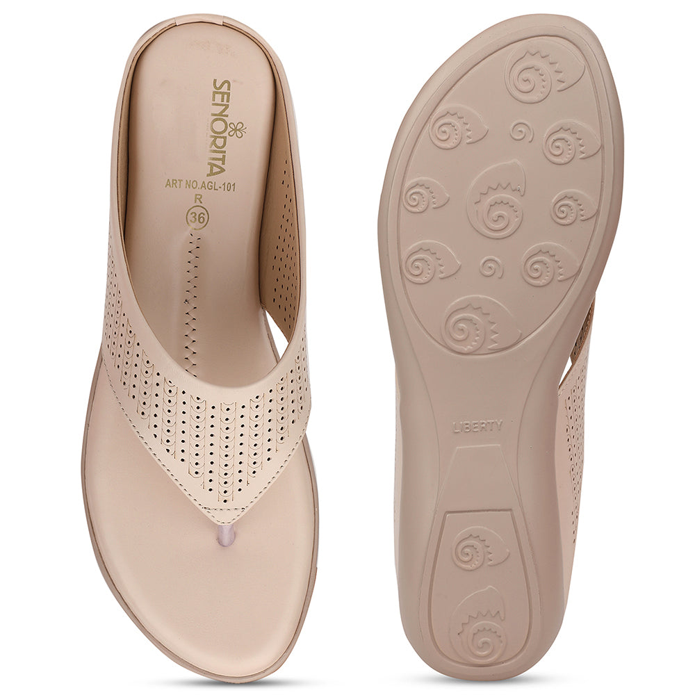 Senorita Cream Casual Slipper For Women AGL-101 