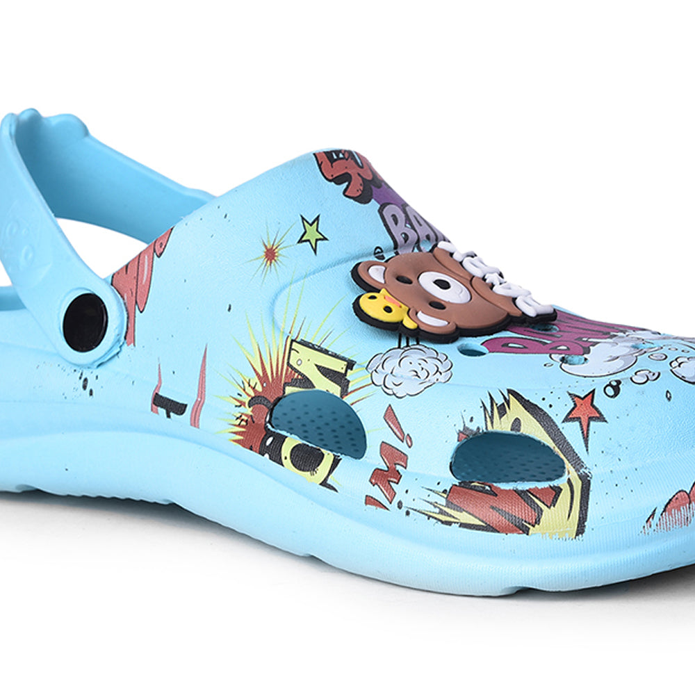 Lucy & Luke Sky Blue Casual Sling Back Clogs For Kids ALEX-1E By Liberty