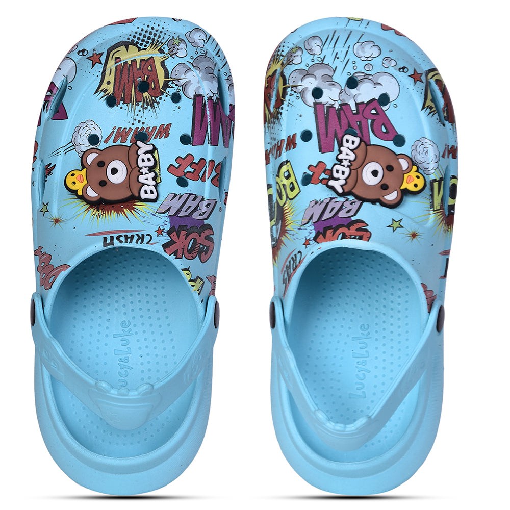 Lucy & Luke Sky Blue Casual Sling Back Clogs For Kids ALEX-1E By Liberty