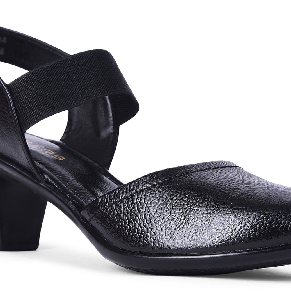 Healers Casual Black Block Heel Sandal For Women T84-6 By Liberty