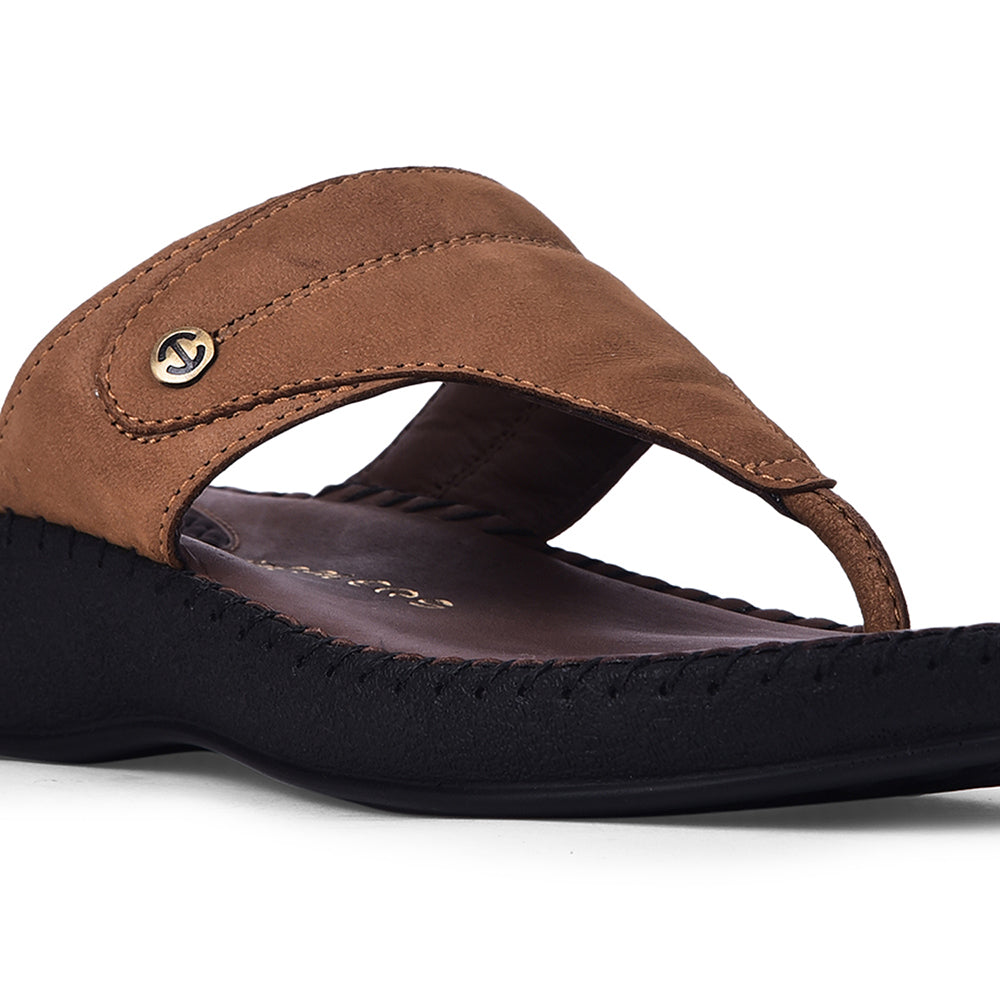 Healers Casual Tan Slippers For Women J332-11 By Liberty