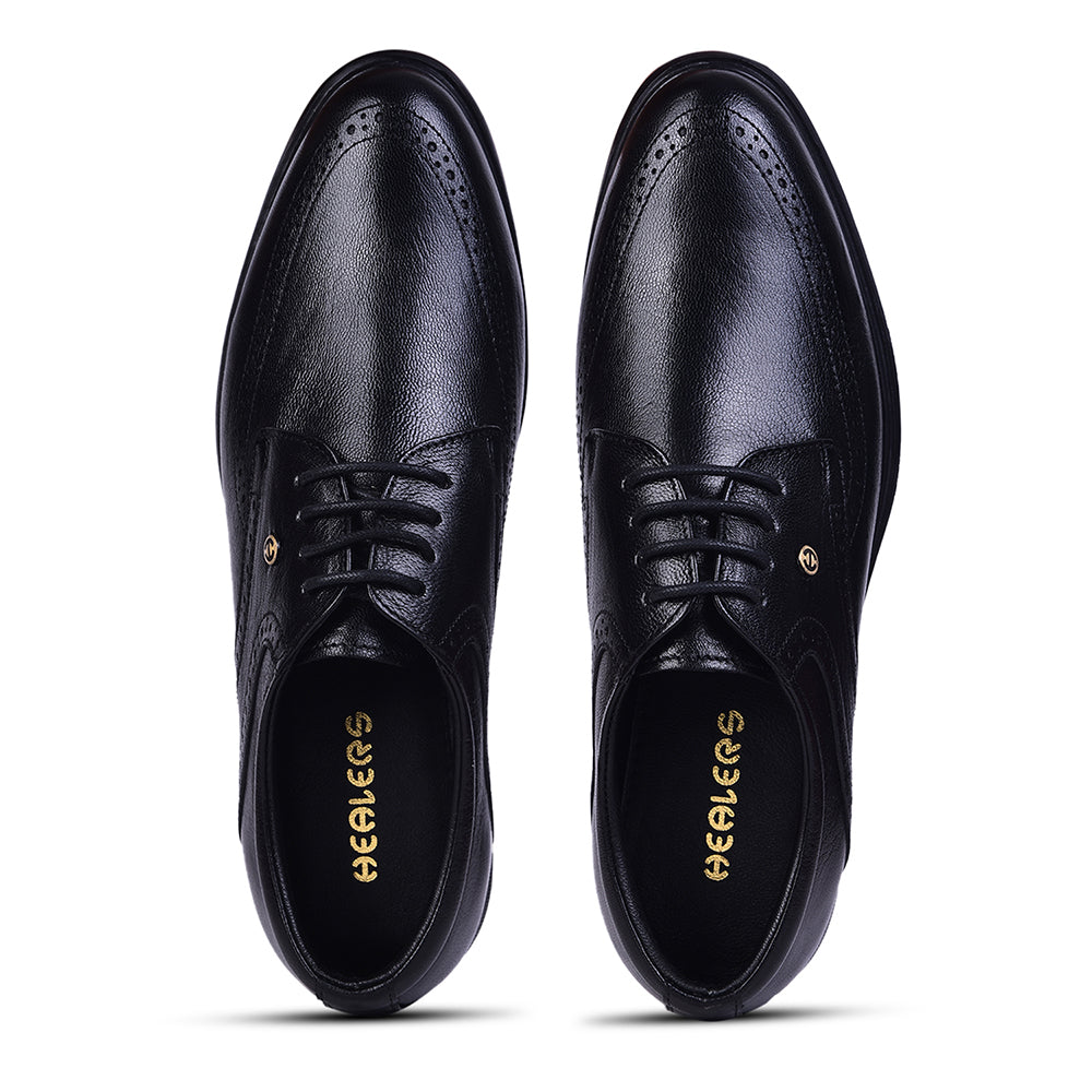 Healers Black Formal Lacing Derby Shoes For Men U993-12 By Liberty